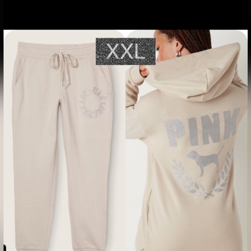 PINK Victoria's Secret Cream Hoodie and joggers pants